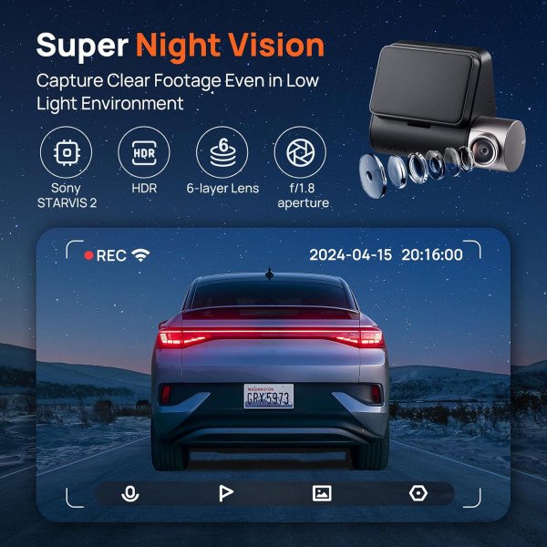 70mai A510 Dash Cam Front and Rear Set