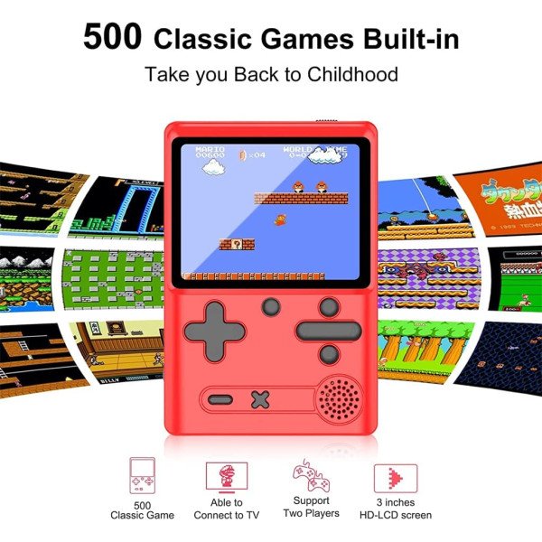 Retro Handheld Game Console with 500 Games