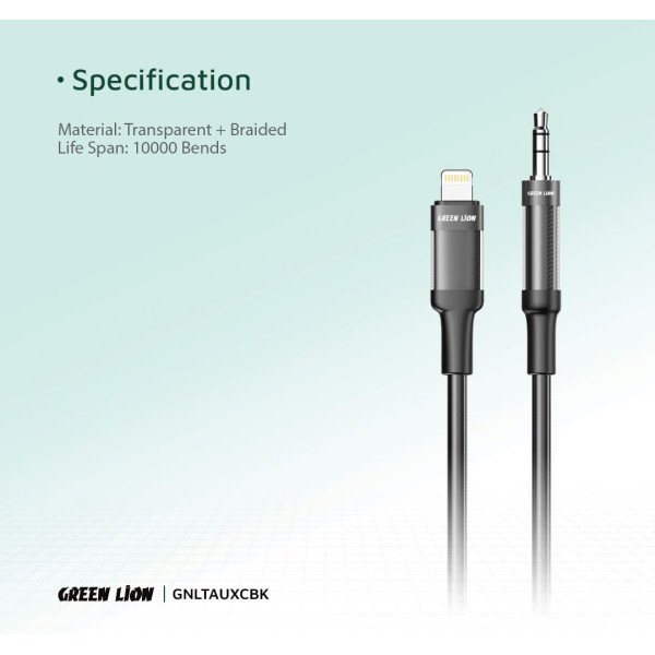 Green Lion Lightning To AUX Braided Cable 1M