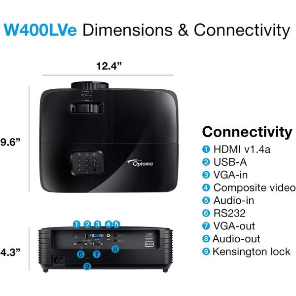 Optoma W400LVe WXGA Professional Projector 4000 Lumens