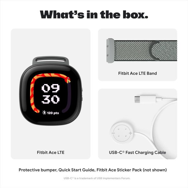 Fitbit Google Ace LTE Kids Smartwatch with Call, Message, GPS
