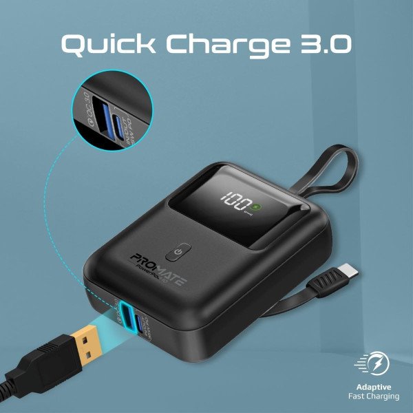Promate PowerPod-10 10000mAh 35W Compact Power Bank