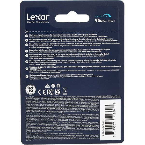 Lexar 64GB Professional 633x UHS-I SDXC Memory Card