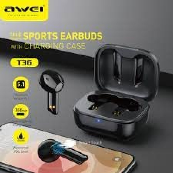 Awei T36 Total Wireless Earbuds - Black