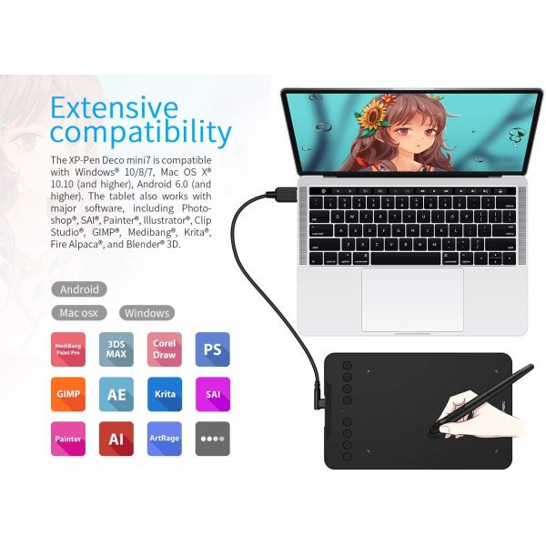 XP-PEN Deco Mini 7 V2 Graphic Drawing Tablet