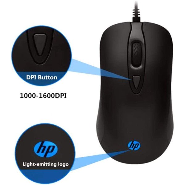 HP KM100 USB Wired Gaming Keyboard Mouse Combo 