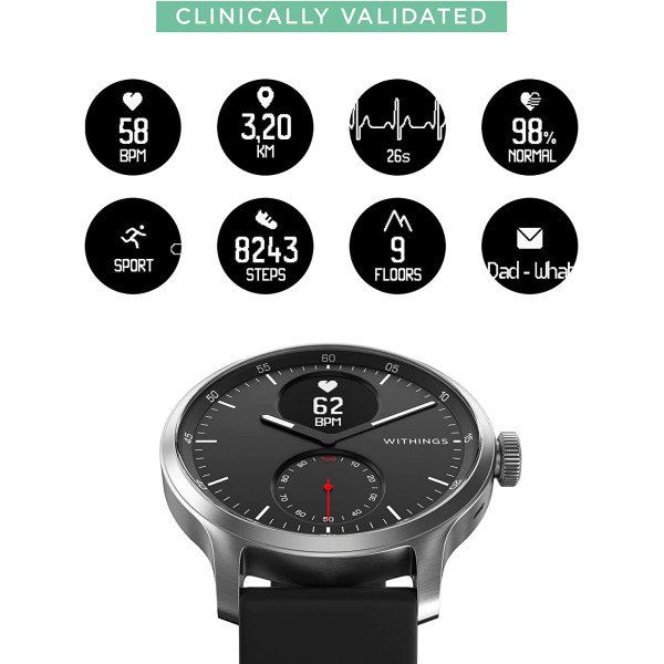 Withings Scanwatch Hybrid Smartwatch 42mm with ECG, Heart Rate and Oximeter