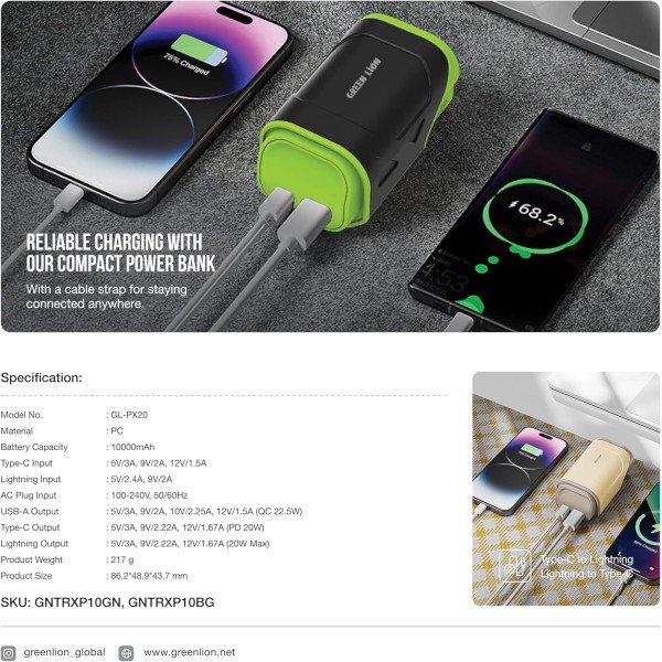 Green Lion Trave-X 10000 mAh Power Bank