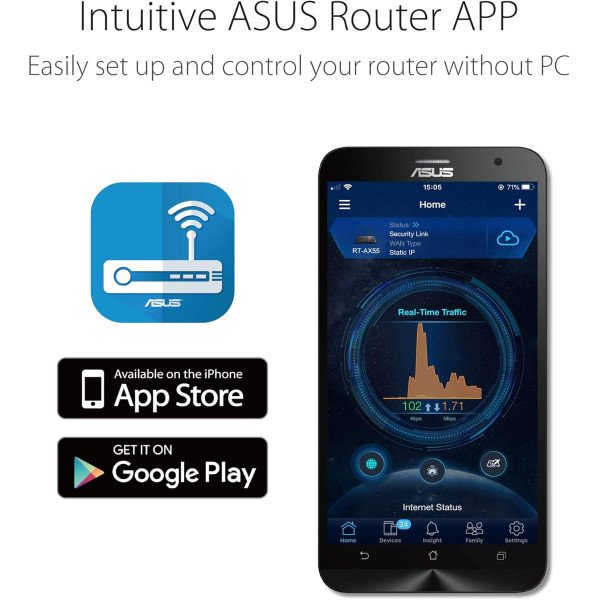 ASUS RT-AX53U (AX1800) Dual Band WiFi 6 Extendable Router