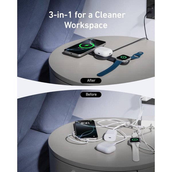Anker MagGo 3-in-1 Foldable Charging Pad 15W Qi2