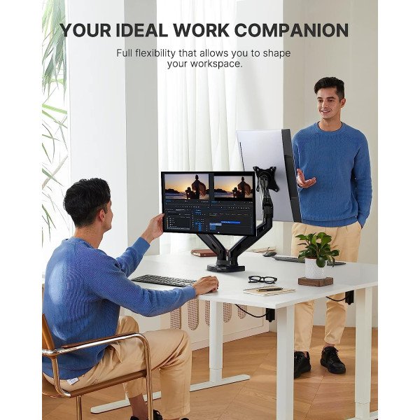 HUANUO Dual Monitor Stand Adjustable Desk Mount for 13-27 inch