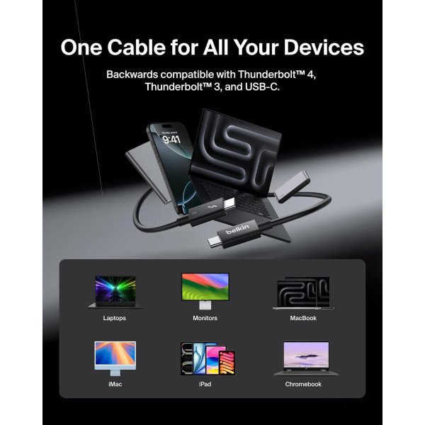 Belkin Connect Thunderbolt 5 Cable 240W 1M