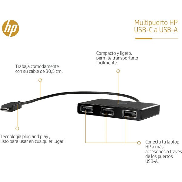 HP Z8W90AA USB-C to USB-A Hub (Black) 