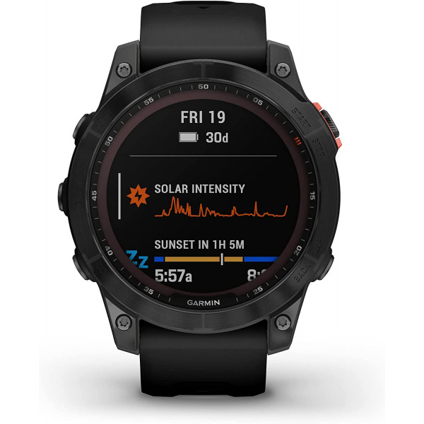Garmin Fenix 7 Solar Multisport GPS Watch, Black with Silicone Band 