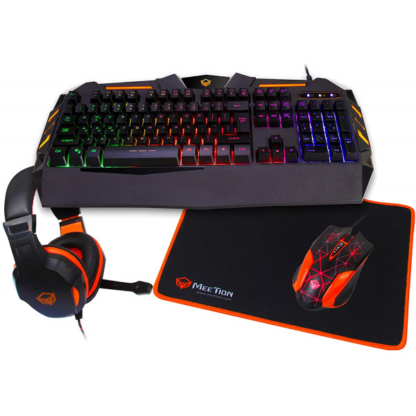 MEETION C500 4in1 PC Gaming Kit, Keyboard, Mouse, Headphone & Mouse Pad 