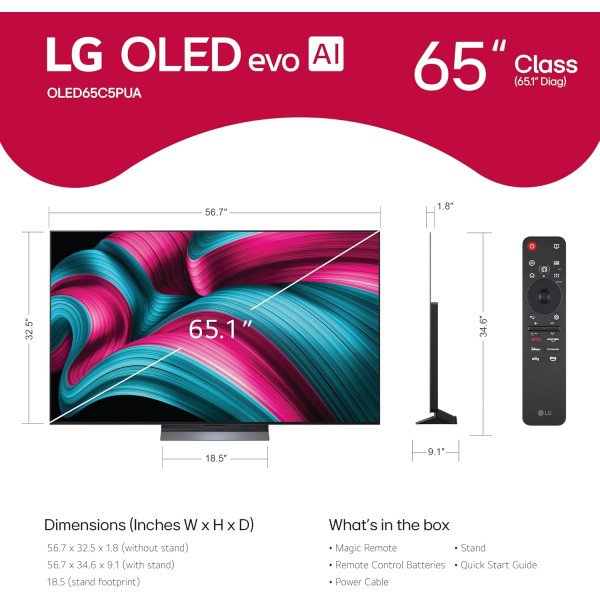 LG OLED evo AI C5 65 inch 4K HDR Smart TV