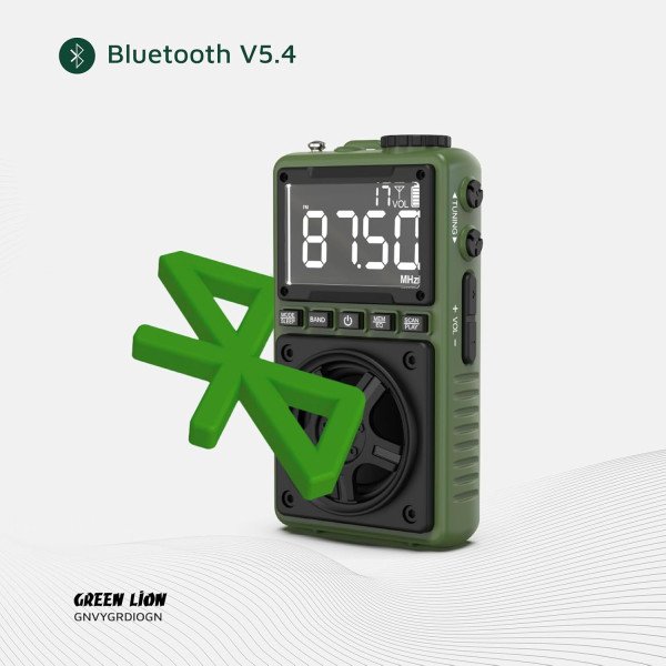 Green Lion Voyager Portable Radio with Flash Light & Speaker