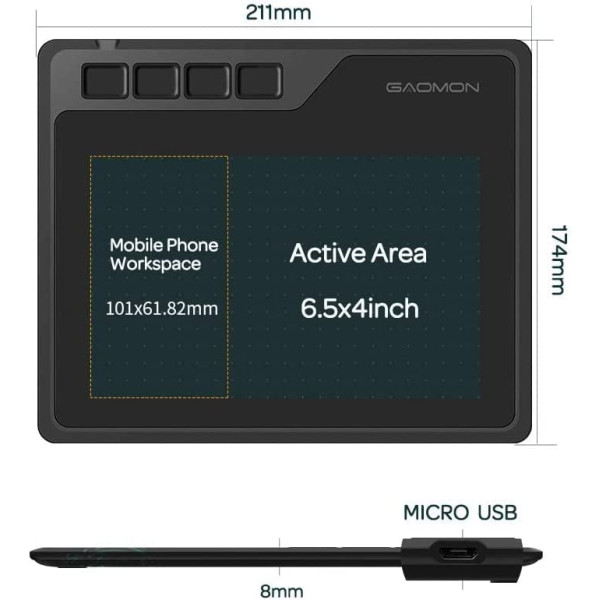 GAOMON S620 Graphics Pen Tablet 6.5 x 4 Inches