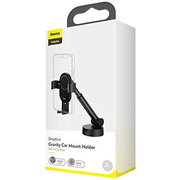 Baseus Simplism gravity car mount holder with suction base Black