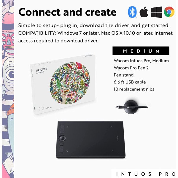 Wacom Intuos Pro - Medium - Graphic Drawing Tablet (PTH660)