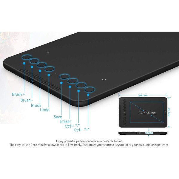 XP-PEN Deco mini7W Wireless Graphic Drawing Tablet 