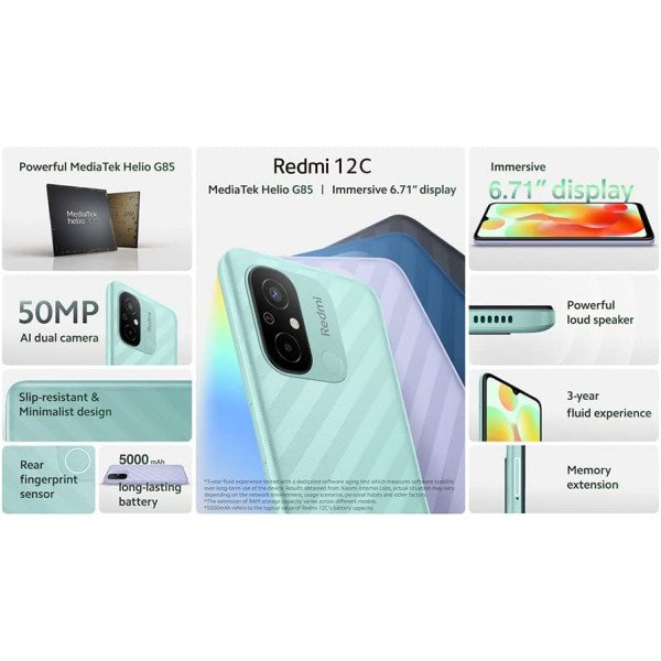 Redmi 12C 4G Dual SIM 4GB RAM 128GB - Graphite