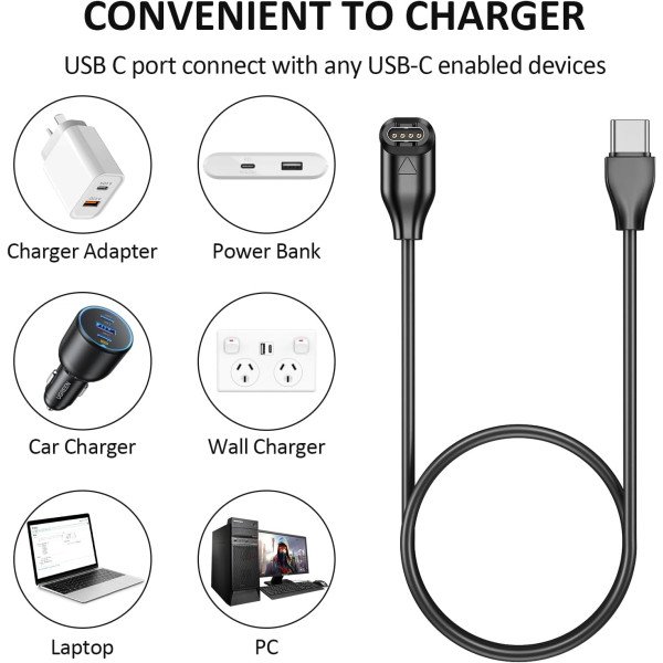 Garmin Fenix USB-C Charging Cable