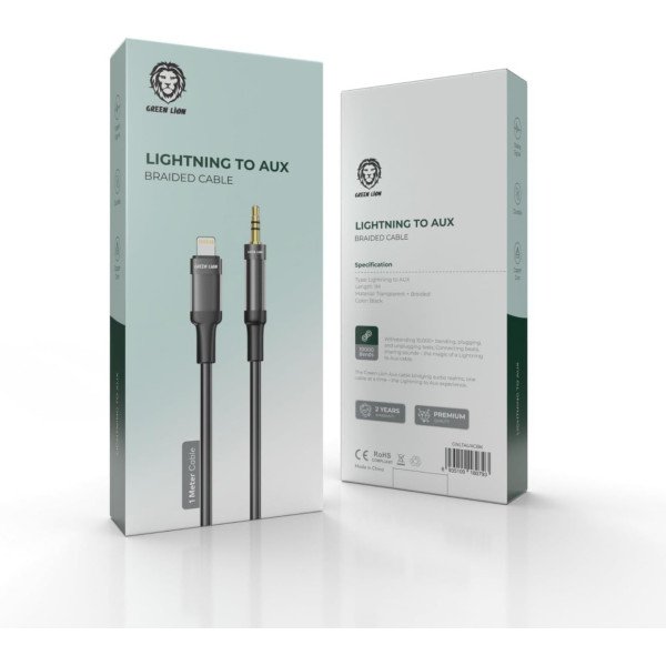 Green Lion Lightning To AUX Braided Cable 1M