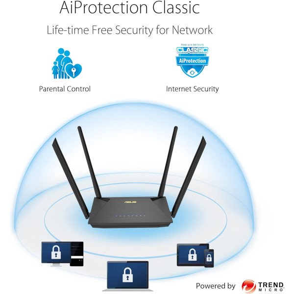 ASUS RT-AX53U (AX1800) Dual Band WiFi 6 Extendable Router