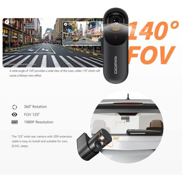 DDPAI Mola N3 Pro GPS Front & Rear Dash Camera