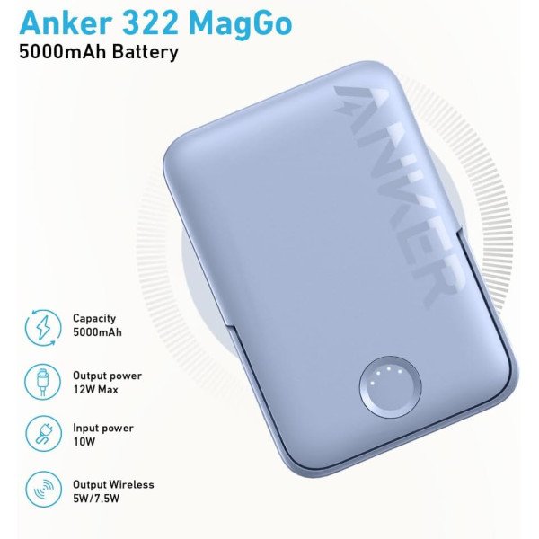 Anker Power Bank (MagGo), 5000mAh 7.5W Magnetic