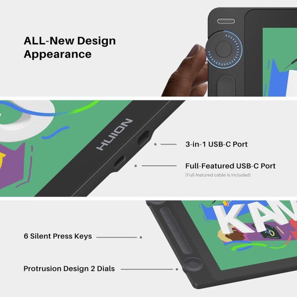 Huion Kamvas 16 (Gen 3) Pen Display Drawing Tablet