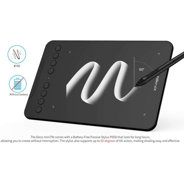 XP-PEN Deco mini7W Wireless Graphic Drawing Tablet 