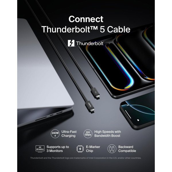Belkin Connect Thunderbolt 5 Cable 240W 1M