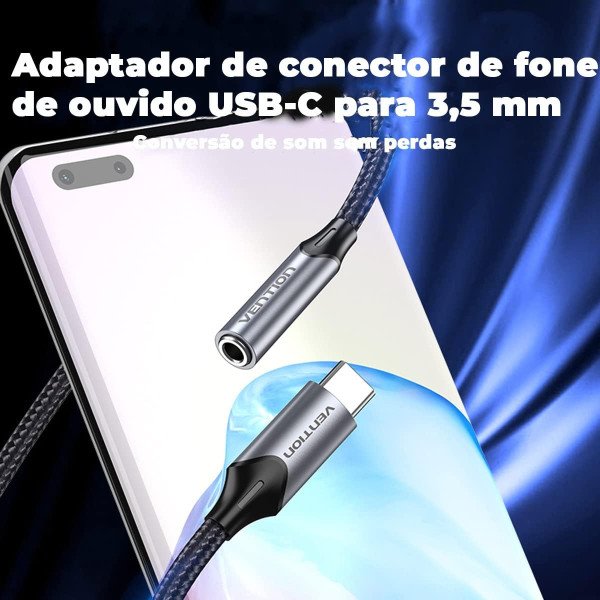 Vention USB-C Male to 3.5MM Earphone Jack With DAC Adapter 