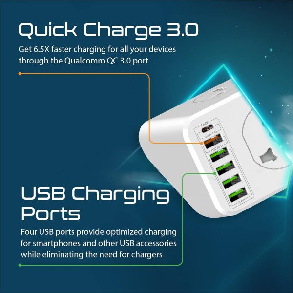 Promate PowerMatrix-3M 10-Port Power Strip 