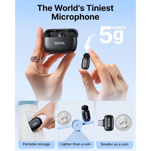 BOYA mini Tiny Wireless Microphone USB-C Plug