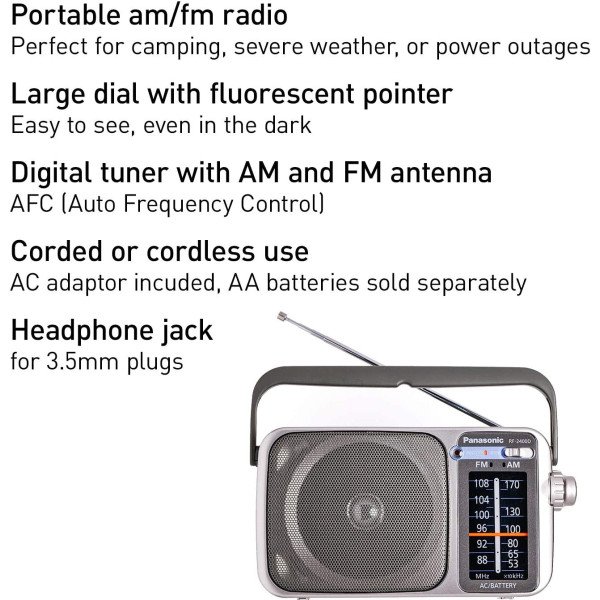 Panasonic RF-2400D Portable AM / FM Radio