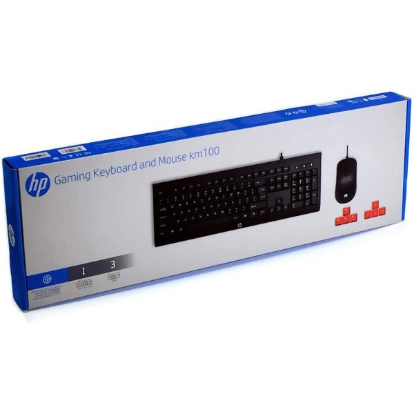 HP KM100 USB Wired Gaming Keyboard Mouse Combo 