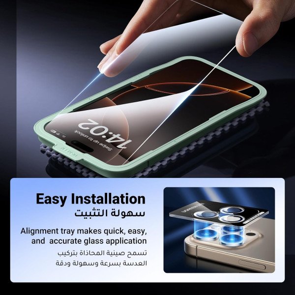 Ugreen iPhone 16 Pro Max 2-pack Screen Protector with Lens Protector