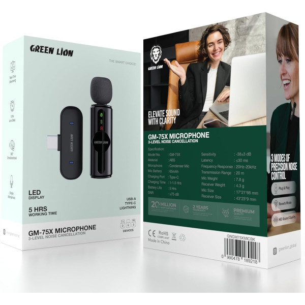 Green Lion GM-80X 3-In-1 Dual Wireless Microphone 