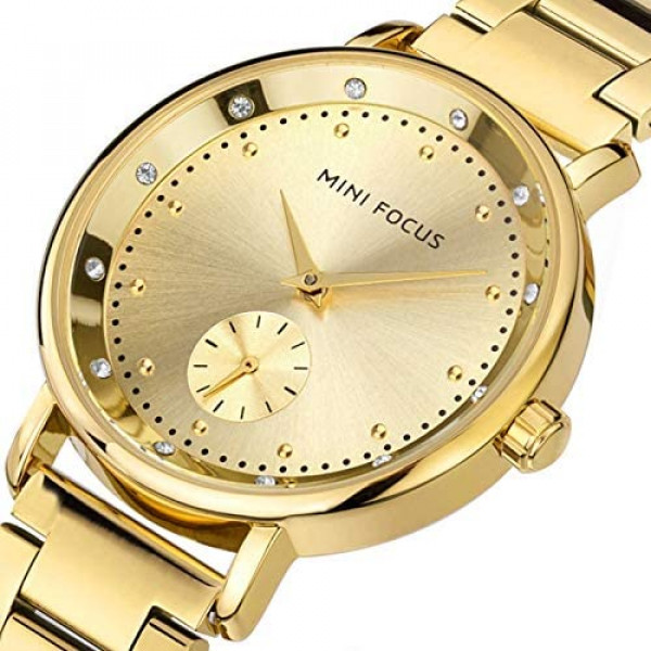 Mini Focus MF0037L-01 Women's Stainless Steel Casual Watch (Gold)