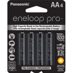 Panasonic eneloop pro AA Rechargeable NiMH Batteries (1.2V, 2550mAh, 4-Pack)