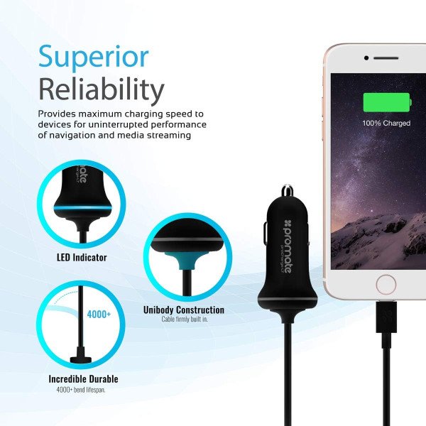Promate proChargeLT Car Charger with Lightning Connector