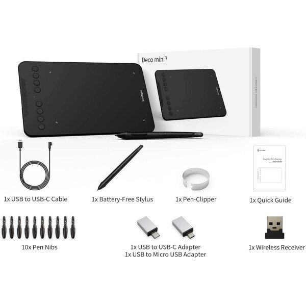XP-PEN Deco mini7W Wireless Graphic Drawing Tablet 