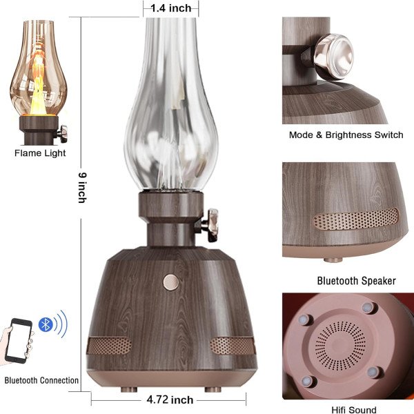 ZONSUSE Retro Bluetooth Speaker with LED Light