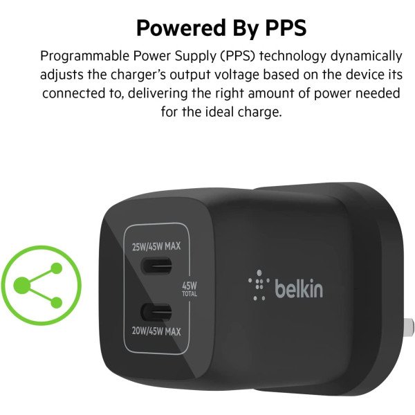 Belkin BoostCharge Pro Dual 45W USB-C GaN Wall Charger