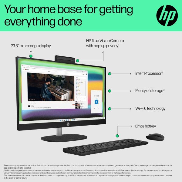 HP All-in-One 24-cr0124nh PC Intel Core i5-1335U 8GB RAM 512GB SSD