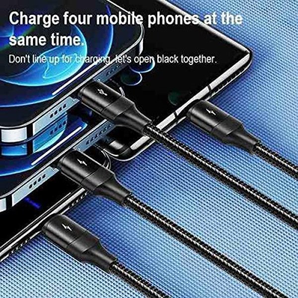 USAMS Multi Charging Cable 4 in 1 Dual iOS/Type C/Micro USB Nylon Braided (1.2m)