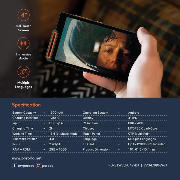 Porodo Soundtec Pod Pro Android Music Player